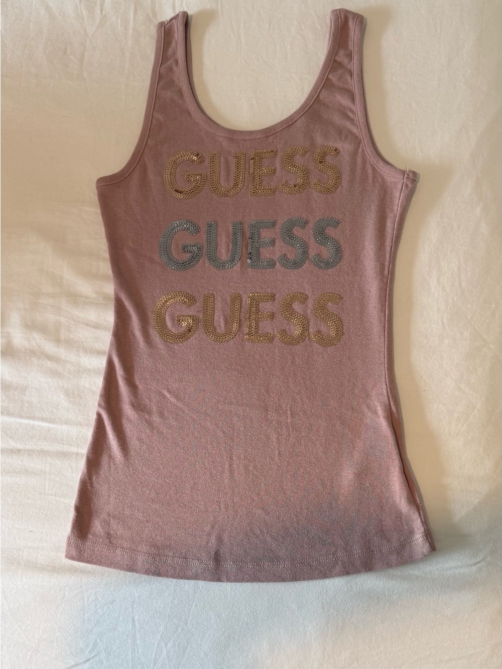 GUESS Mauve Pink Tank with Gold & Silver Logo Studs